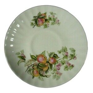 Vintage Royal Court Peaches Scalloped Gold Rim Saucer 5 1/2"